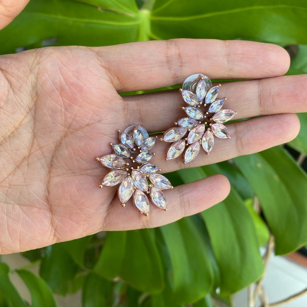 Marquise Cubic Zirconia Rhinestone Cluster Earrings